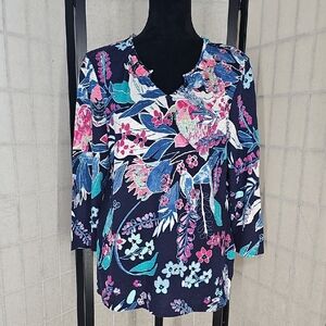 Chico's Multicolor Floral Blouse Size Large